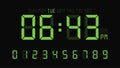 Digital clock number set or calculator electronic numbers. Vector
